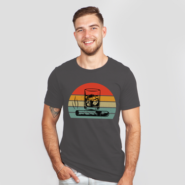 bourbon whiskey & cigar dark gray shirt